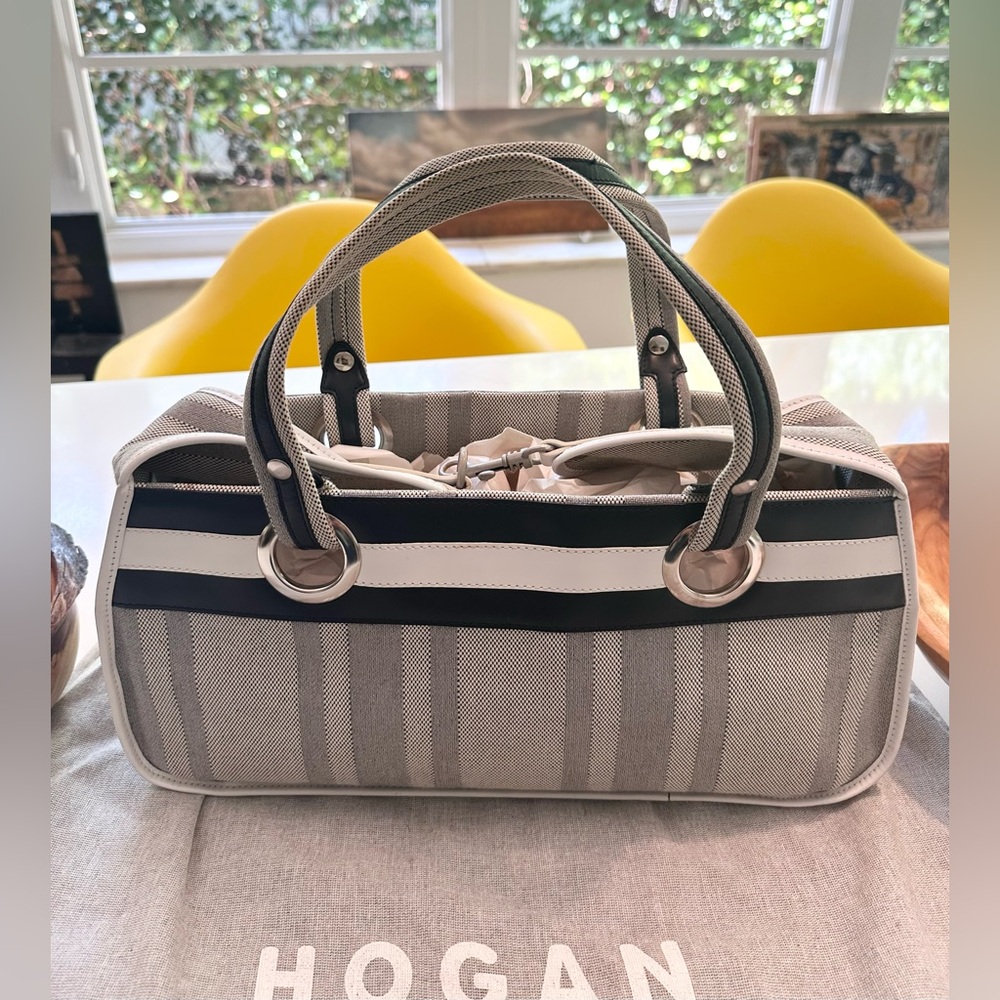 HOGAN by Tod’s top handle satchel summer purse w/dust bag canvas/Leather